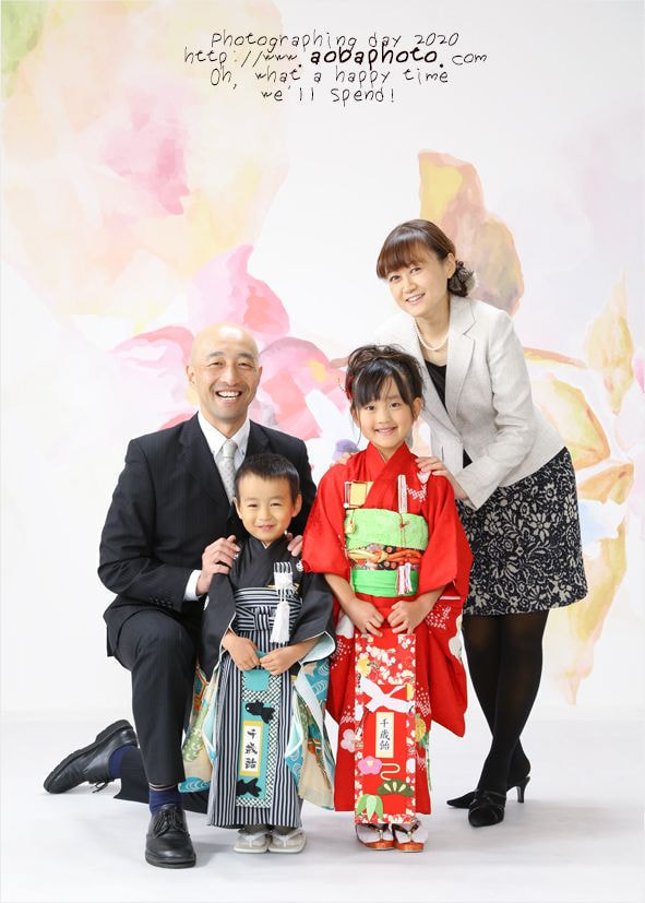 福井県越前市の写真スタジオで撮った七五三の家族写真