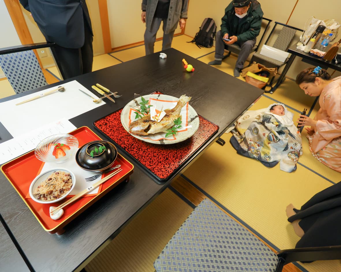 越前市の料亭でのお食い初め料理