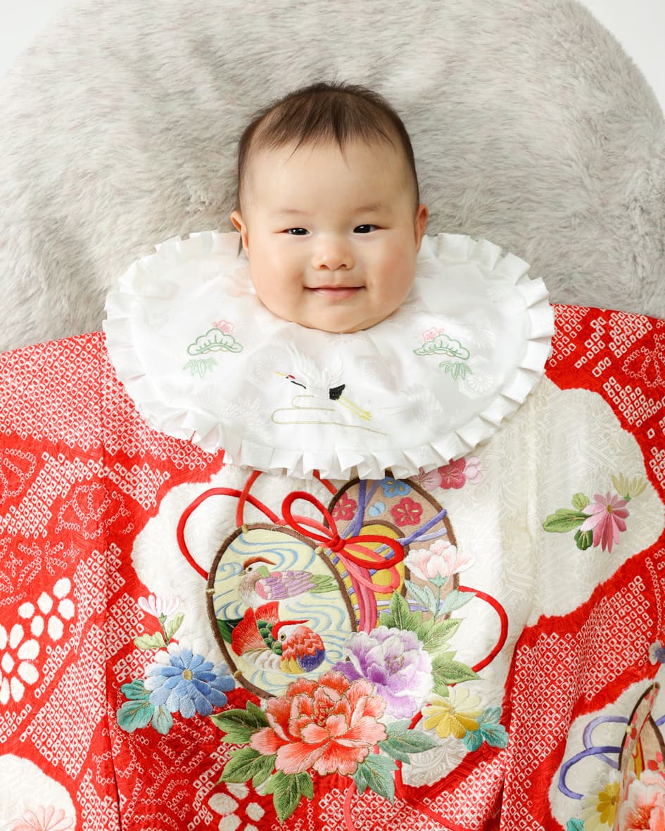 越前市でお宮参りをした赤ちゃんの写真