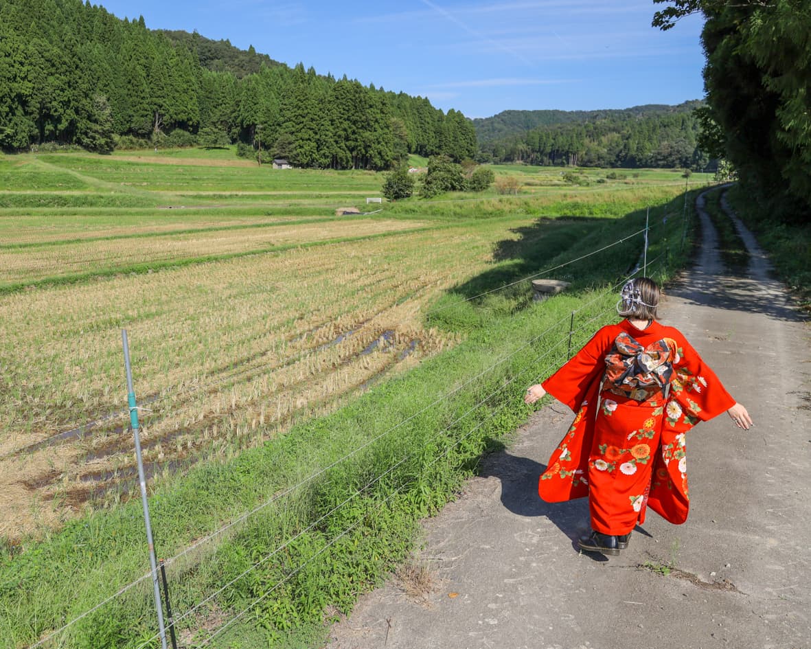 白山地区で撮った二十歳の振袖の女の子