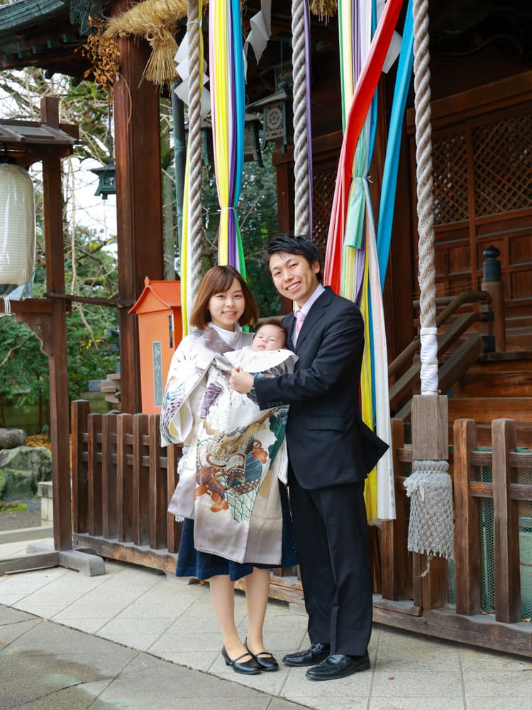 総社大神宮でのお宮参りの赤ちゃんの写真